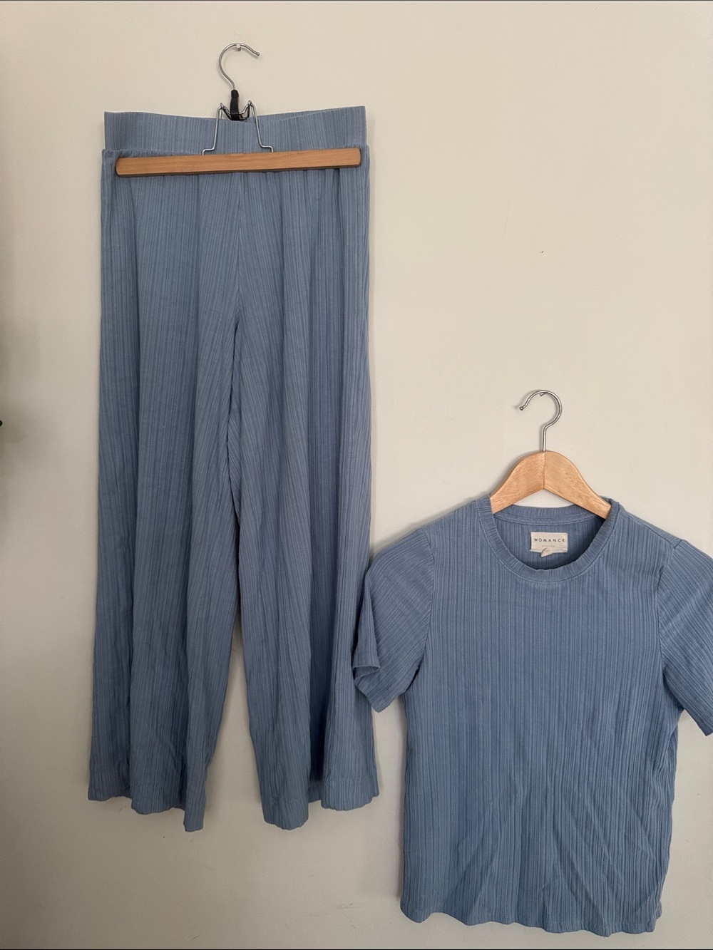 Womance Atelier Ribbed Matching Lounge Set | Blue | Pajama & Loungewear Set